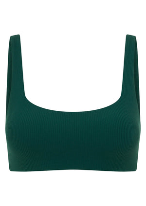 Lorna Jane Inspire Twist Back Rib Sports Bra - Midnight Green