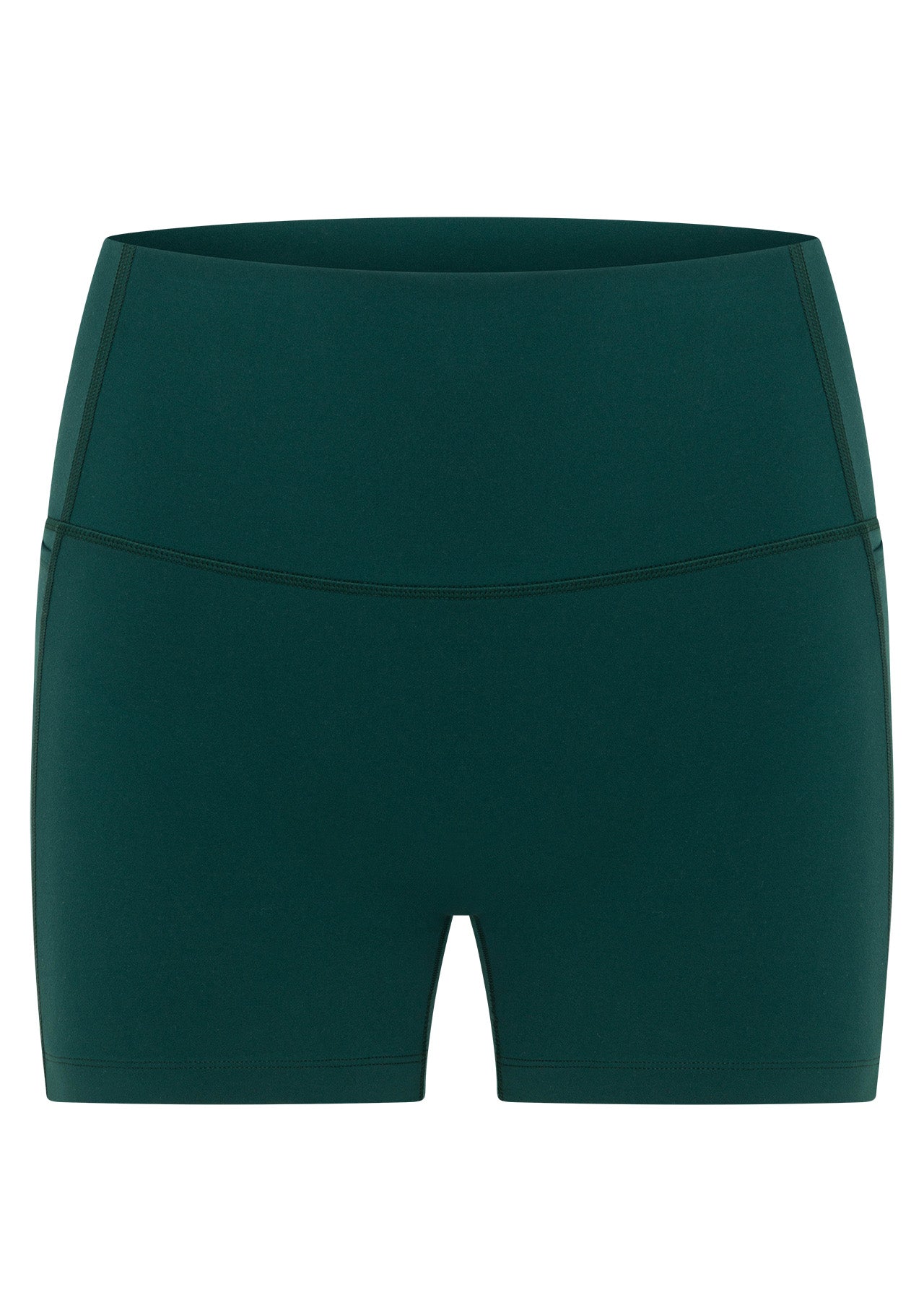 Lorna Jane Hi-Fold No Ride 2 Pocket 10cm Bike Shorts - Midnight Green