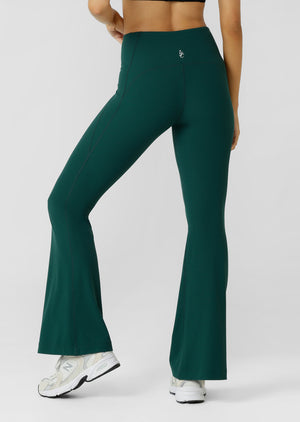 Lorna Jane Irresistible Rib Flared Leggings - Midnight Green