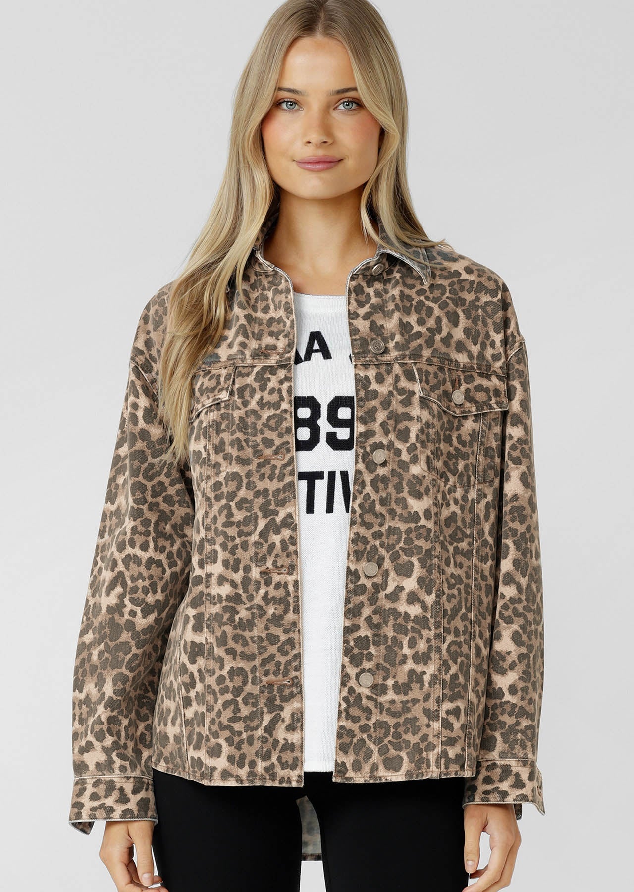 Lorna Jane Gone Wild Faded Denim Overshirt - Faded Gone Wild Print
