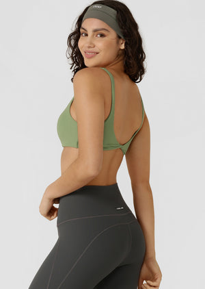 Lorna Jane Reform Rib Sports Bra - Green Goodness