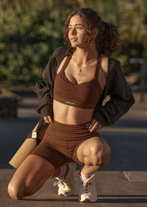 Lorna Jane Bring It All Pocket Sports Bra - Espresso