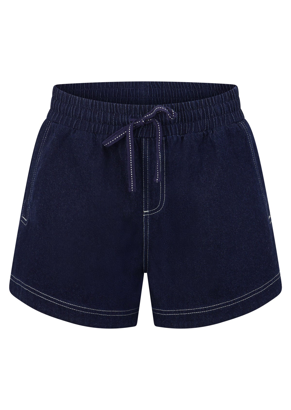 Lorna Jane Off Duty Denim Pull On Shorts - French Navy