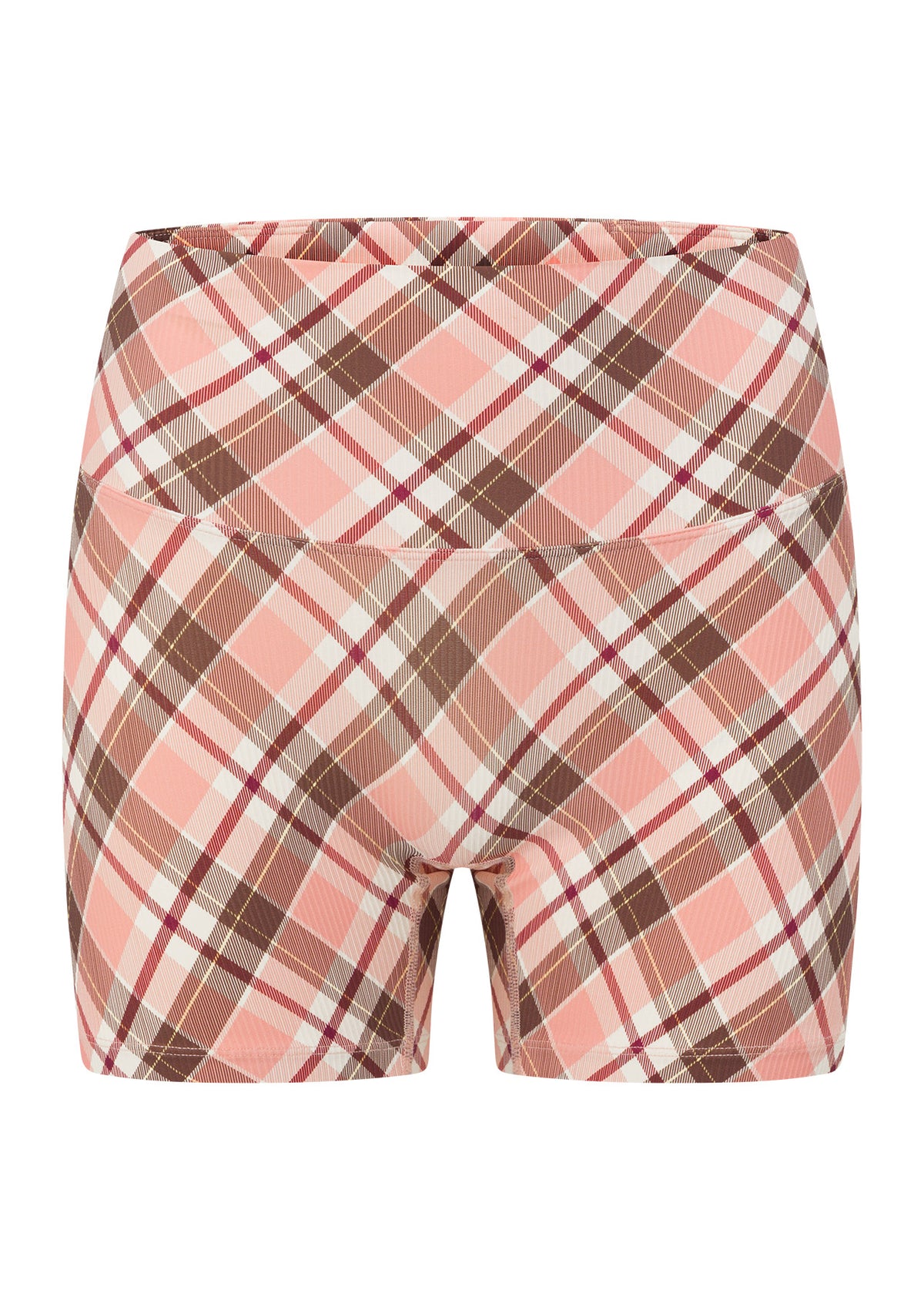 Lorna Jane Sorbet Plaid Rib 12cm Bike Shorts - Sorbet Plaid Print