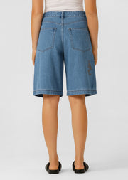 Lorna Jane Off Duty Vintage Wash Denim Shorts - Washed Blue Denim