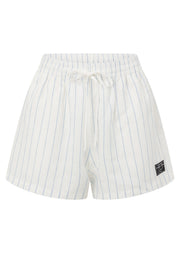 Lorna Jane Preset Stripe Linen Shorts - Oxford Blue Stripe