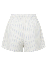 Lorna Jane Preset Stripe Linen Shorts - Oxford Blue Stripe