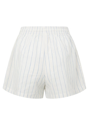 Lorna Jane Preset Stripe Linen Shorts - Oxford Blue Stripe