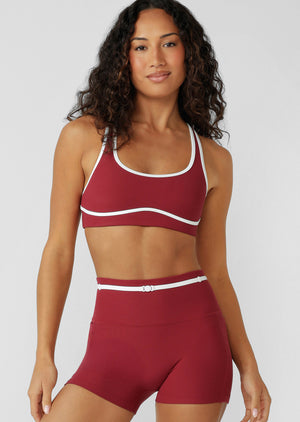 Lorna Jane Paros Rib High Support Sports Bra - Cherry