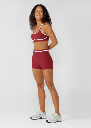 Lorna Jane Paros Rib 9cm Bike Shorts - Cherry