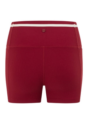 Lorna Jane Paros Rib 9cm Bike Shorts - Cherry