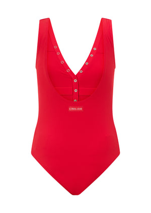 Lorna Jane Last Resort Rib Bodysuit - Lucky Red