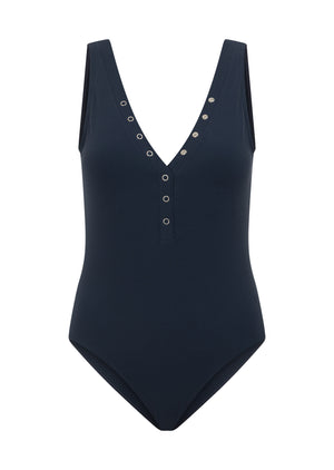 Lorna Jane Last Resort Rib Bodysuit - Platinum Navy