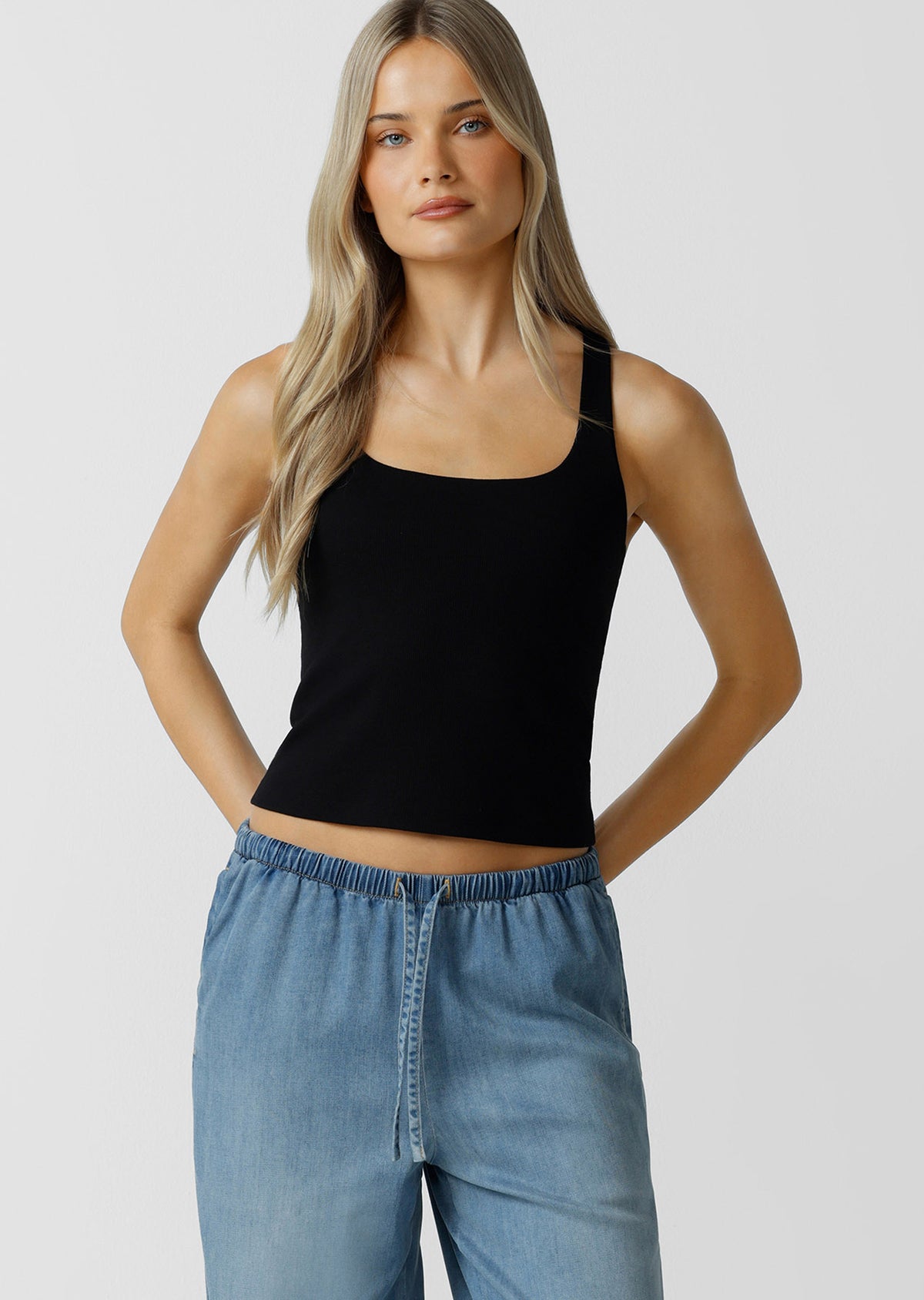 Lorna Jane Off Duty Rib Bra Tank Combo - Black
