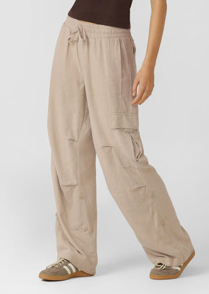 Lorna Jane Linen Flashdance Wide Leg Cargo Pants - Latte