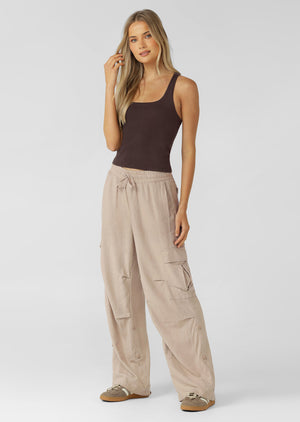Lorna Jane Linen Flashdance Wide Leg Cargo Pants - Latte