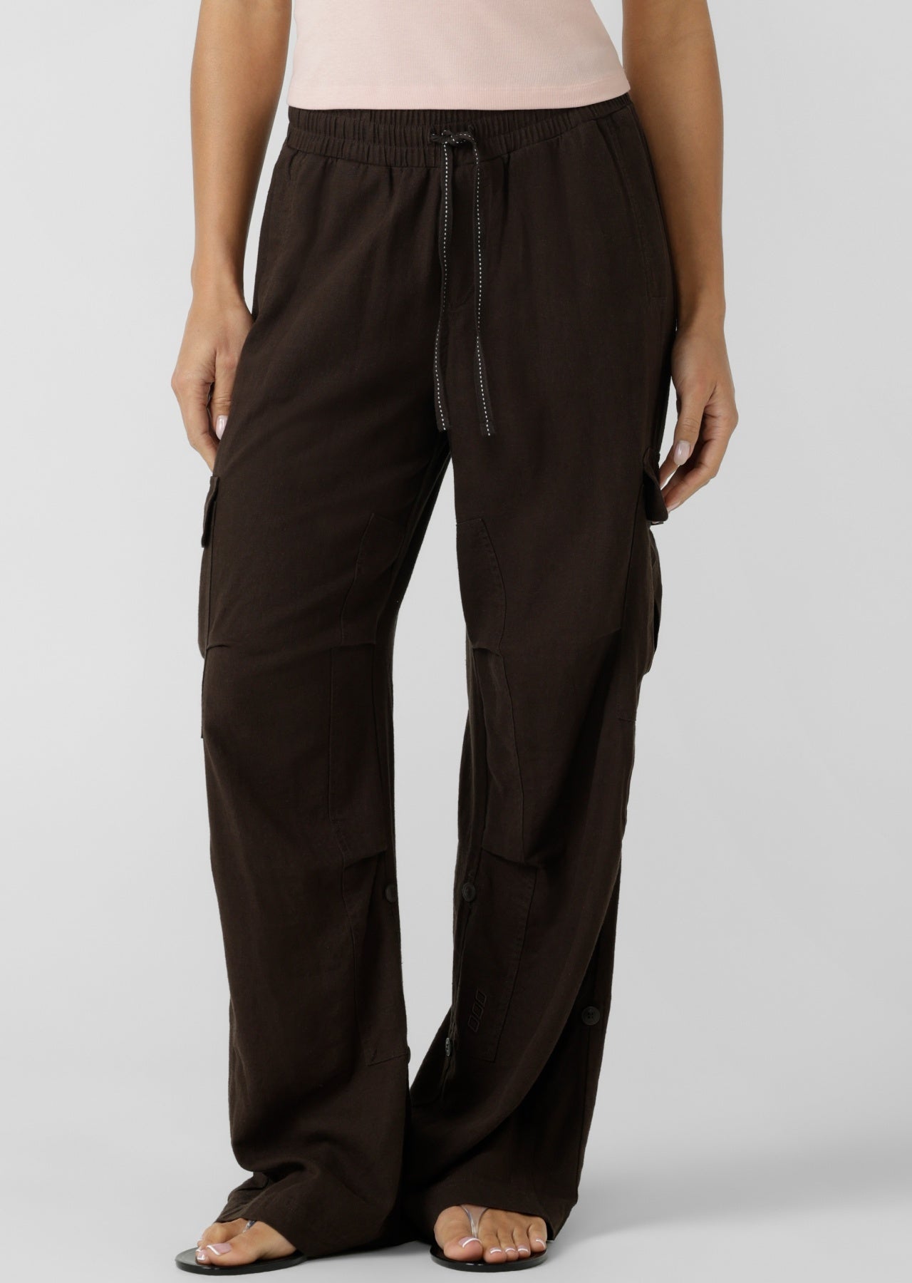 Lorna Jane Linen Flashdance Wide Leg Cargo Pants - Volcano