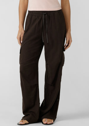 Lorna Jane Linen Flashdance Wide Leg Cargo Pants - Volcano
