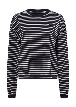 Lorna Jane Summer Stripe Long Sleeve Lounge Top - Midnight Blue Mini Stripe
