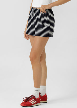 Lorna Jane Summer Stripe Lounge Shorts - Midnight Blue Mini Stripe