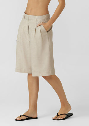 Lorna Jane Hamptons Linen Bermuda Shorts - Natural Marl