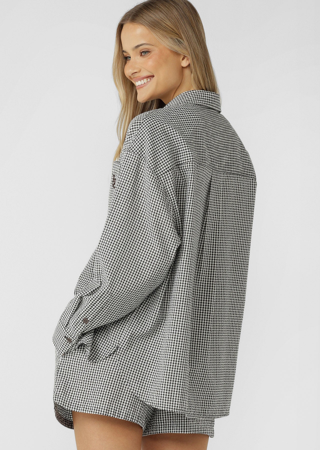Lorna Jane Nice And Sweet Long Sleeve Shirt - Volcano Gingham