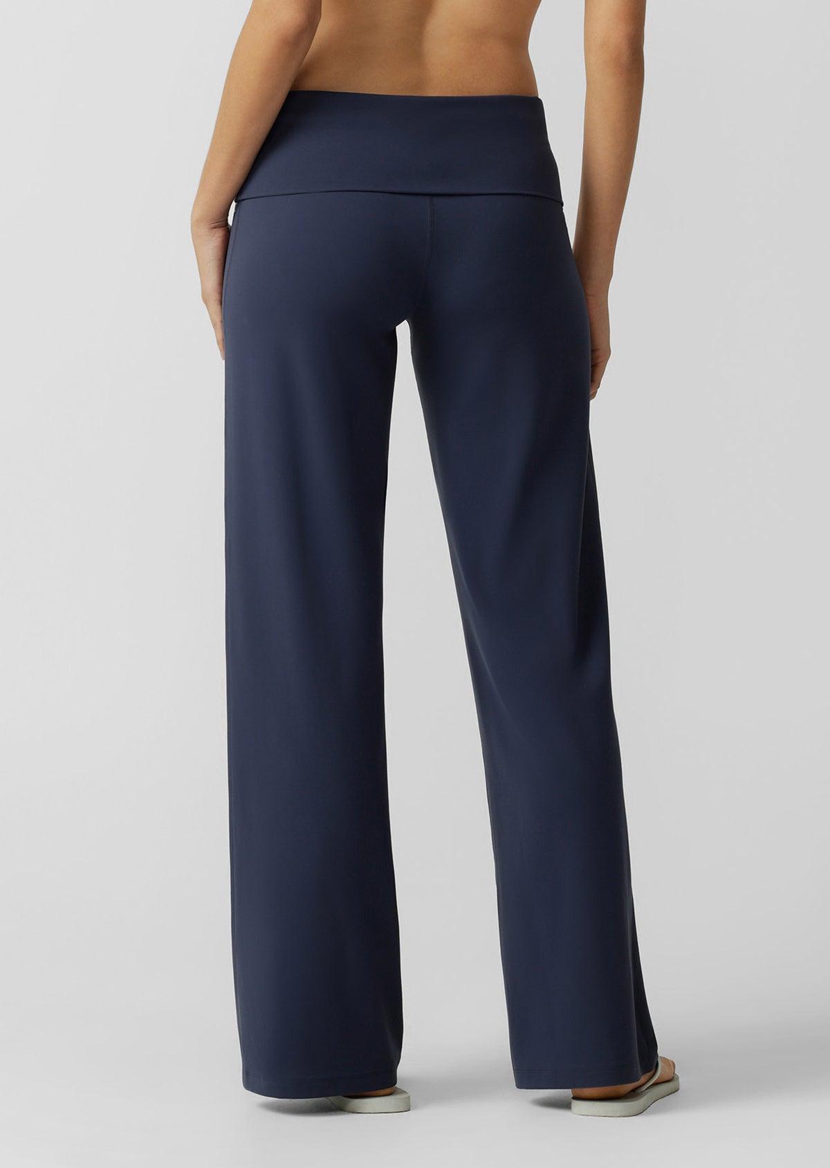 Lorna Jane Liberty Fold Over Waist Wide Leg Active Pants - Ash Blue
