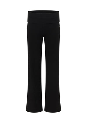Lorna Jane Liberty Fold Over Waist Wide Leg Active Pants - Black