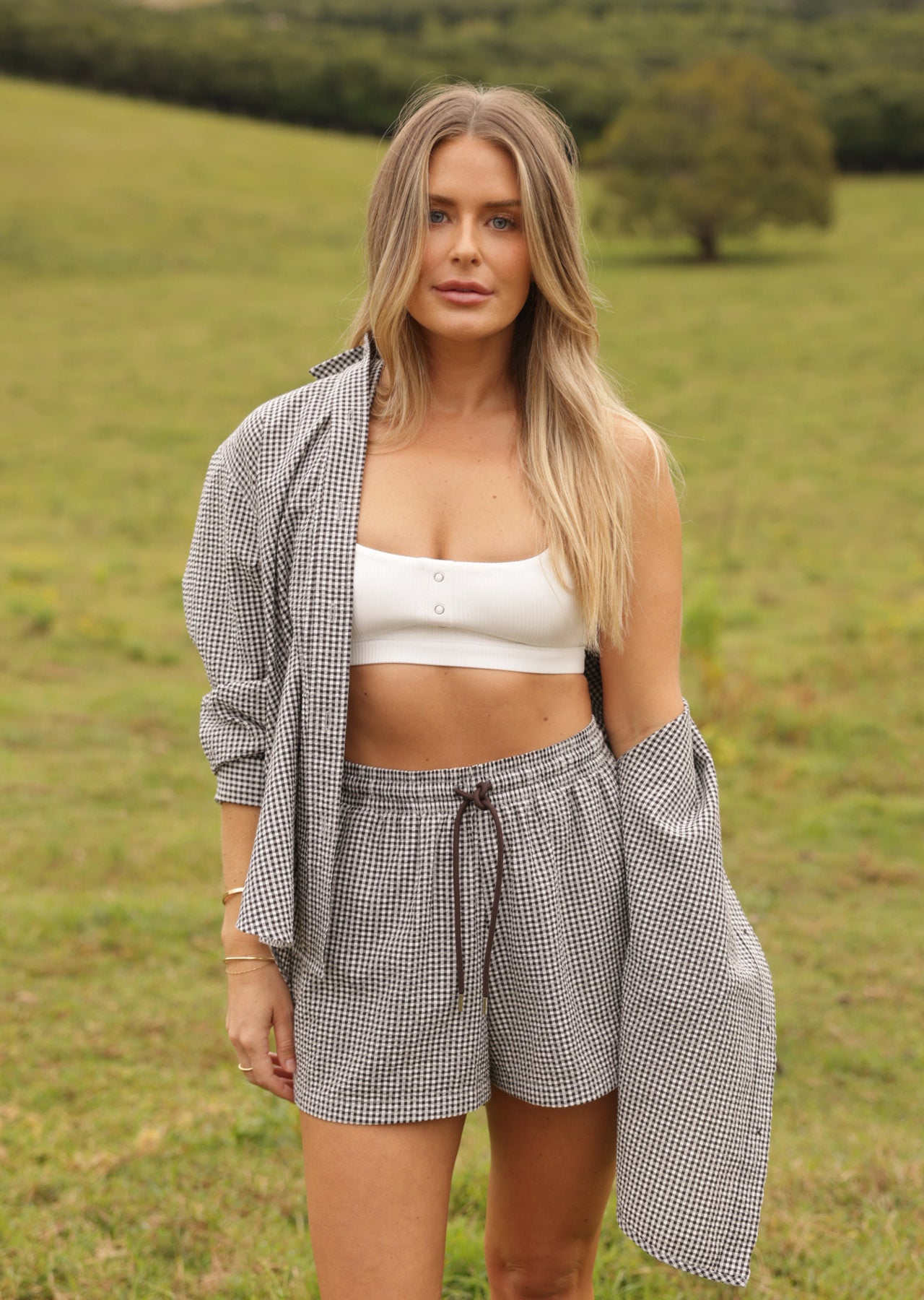 Lorna Jane Nice And Sweet Shorts - Volcano Gingham