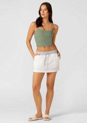 Lorna Jane Elemental Rib Tank Bra Combo - Light Khaki
