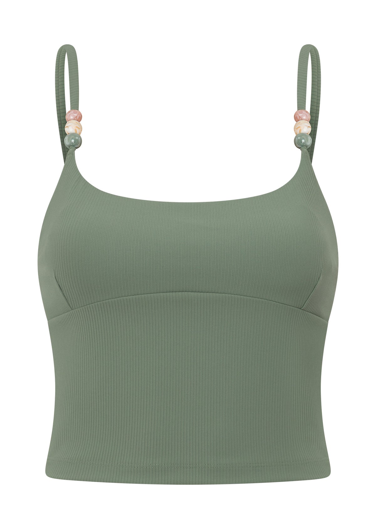 Lorna Jane Elemental Rib Tank Bra Combo - Light Khaki