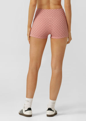 Lorna Jane Keepsake Broderie 7cm Bike Shorts - Dusty Rose