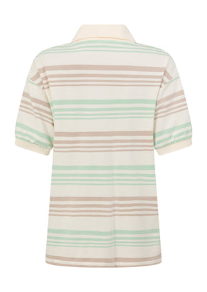 Lorna Jane Match Point Polo - Mint Cream Stripe
