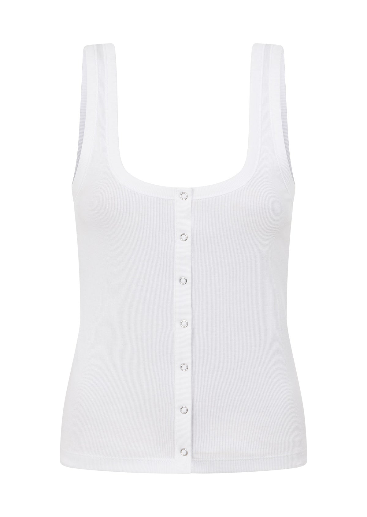 Lorna Jane Retro Snap Button Rib Tank - White