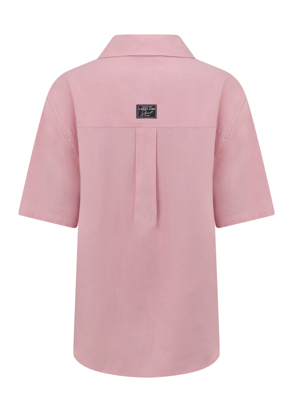 Lorna Jane Preset Linen Short Sleeve Shirt - Dusty Rose