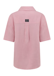 Lorna Jane Preset Linen Short Sleeve Shirt - Dusty Rose