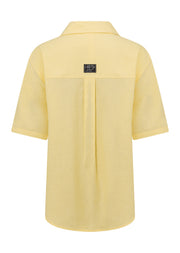 Lorna Jane Preset Linen Short Sleeve Shirt - Lemon Cream