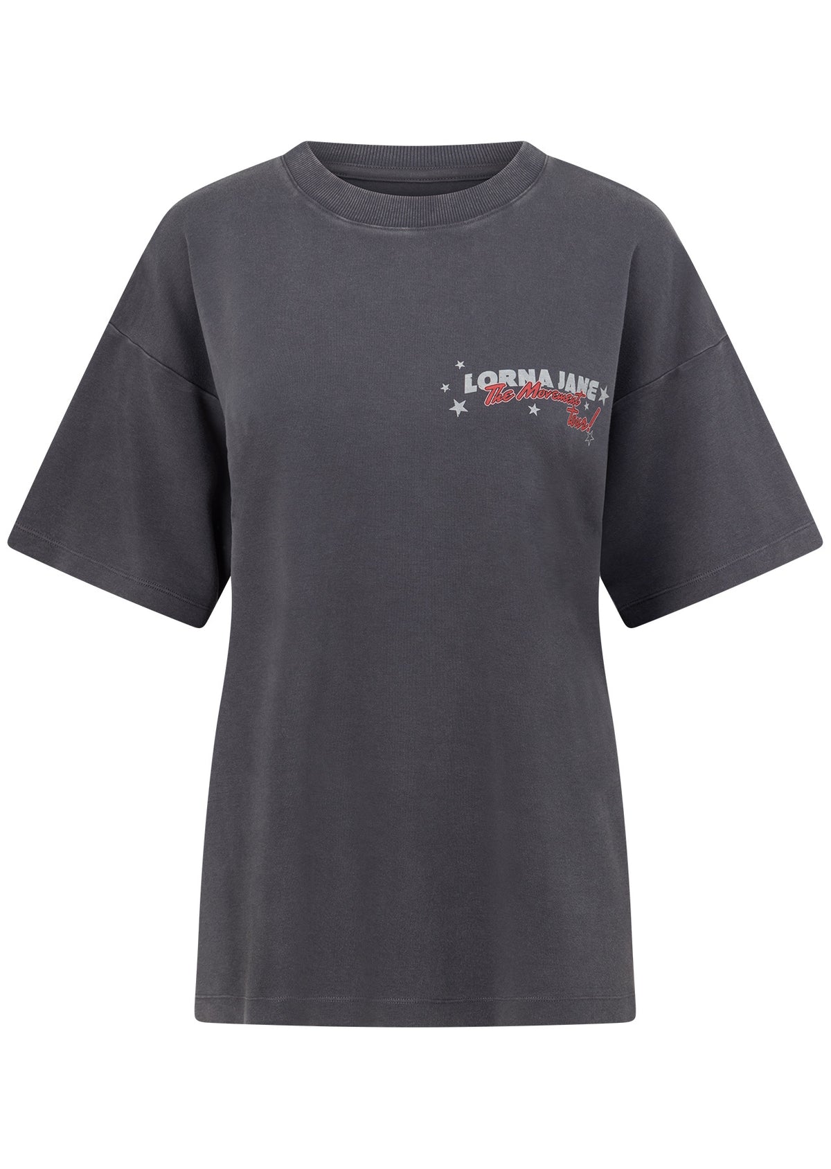 Lorna Jane World Tour Washed Boyfriend T-Shirt - Washed Titanium