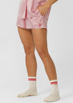 Lorna Jane Sugar Rush Satin Shorts - Candy Cane Stripe