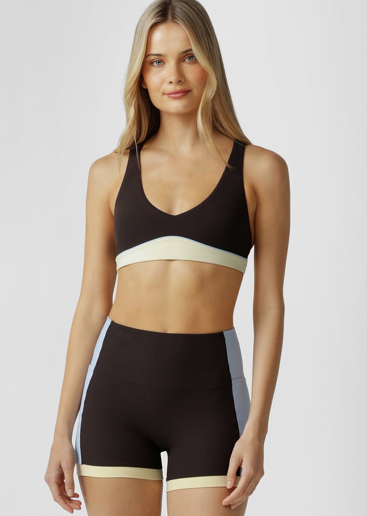 Lorna Jane Set Point High Support Rib Sports Bra - Volcano Multi