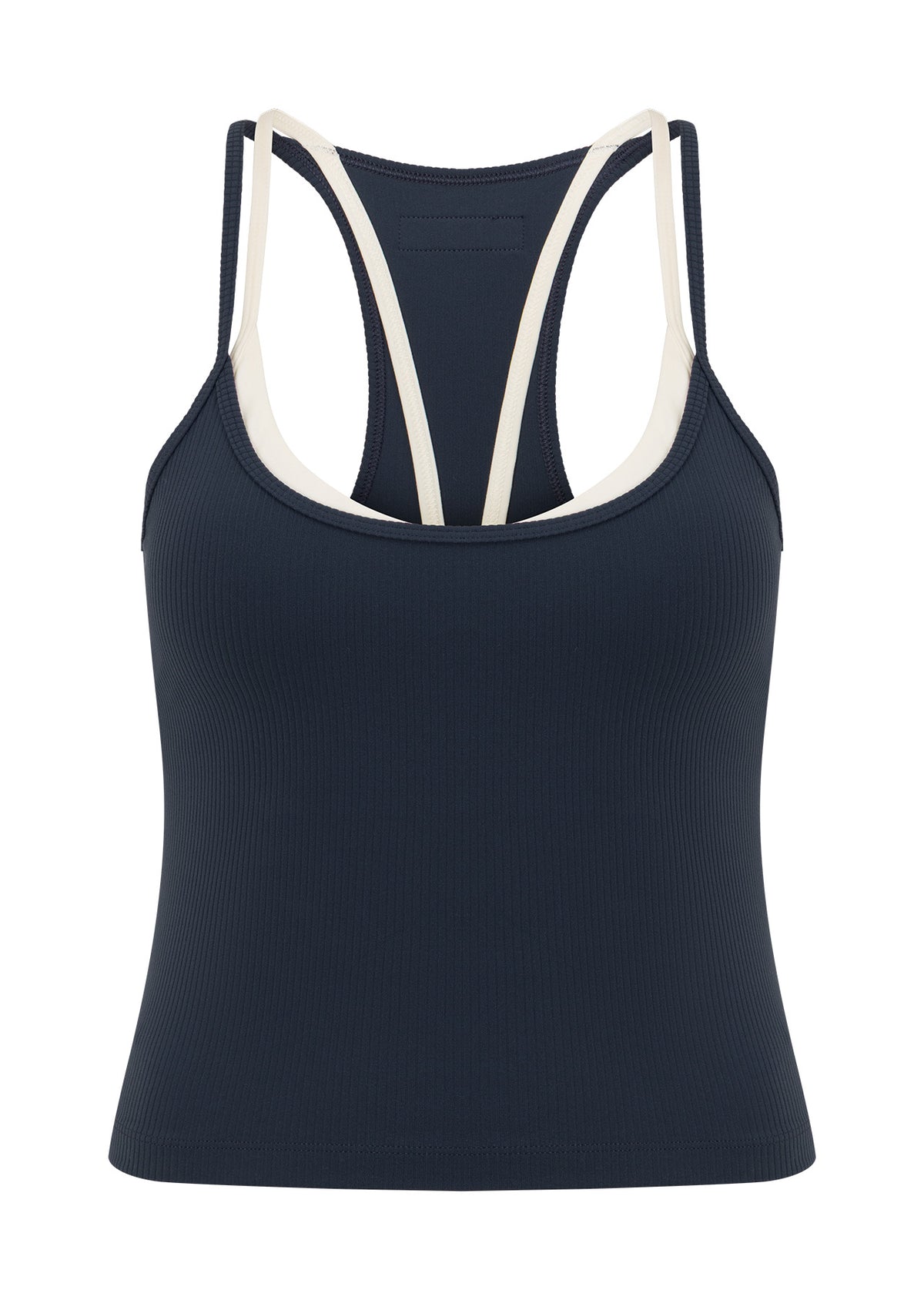 Lorna Jane Layered Look Rib Bra Tank Combo - Platinum Navy