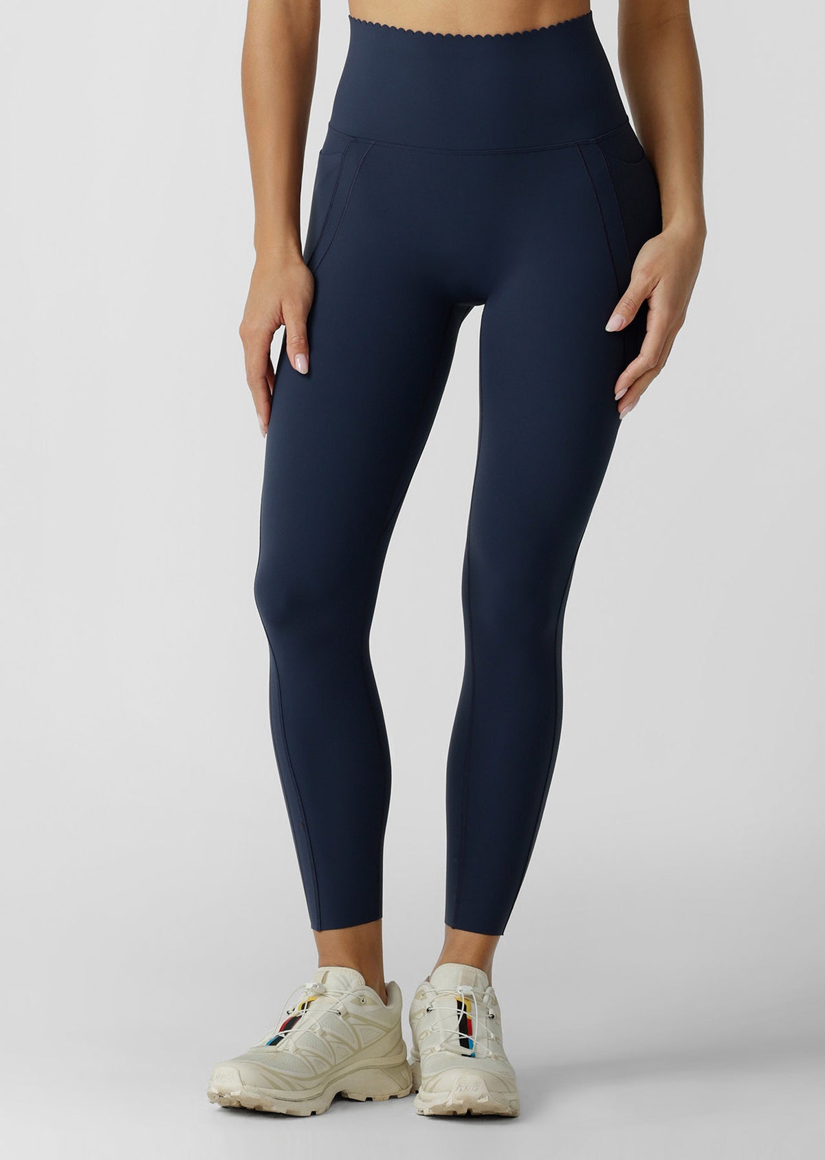 Lorna Jane Sweet Scallop Edge Ankle Biter Leggings - Platinum Navy