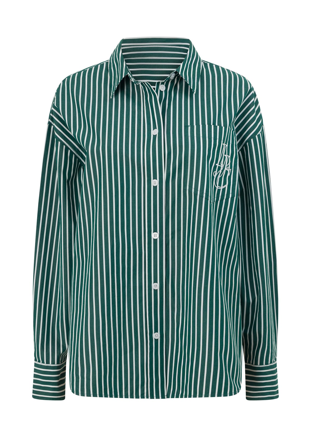 Lorna Jane LJC Oxford Club Long Sleeve Shirt - Palmetto Green Stripe