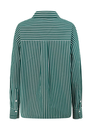 Lorna Jane LJC Oxford Club Long Sleeve Shirt - Palmetto Green Stripe