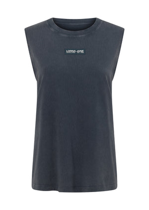 Lorna Jane Fade Away Washed Muscle Tank - Washed Platinum Navy