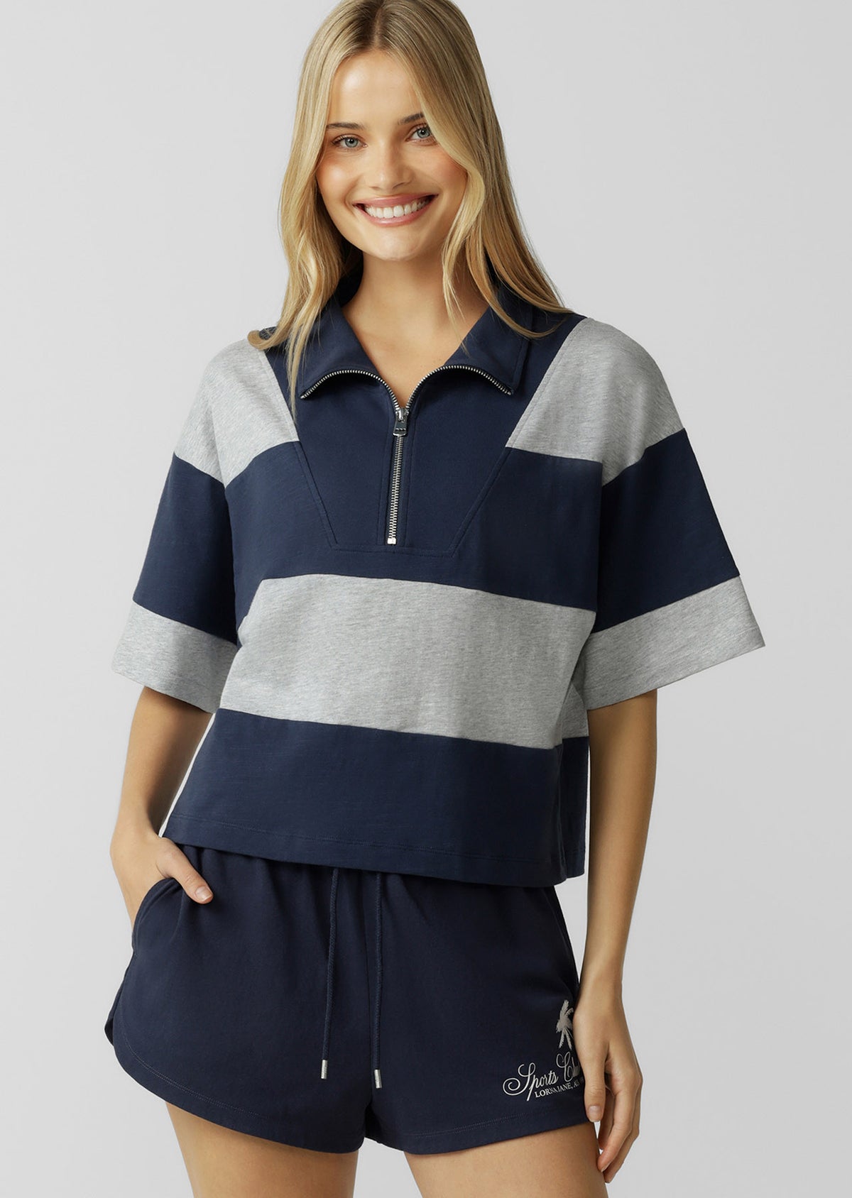 Lorna Jane Yacht Club 1/2 Zip Polo - Platinum Navy