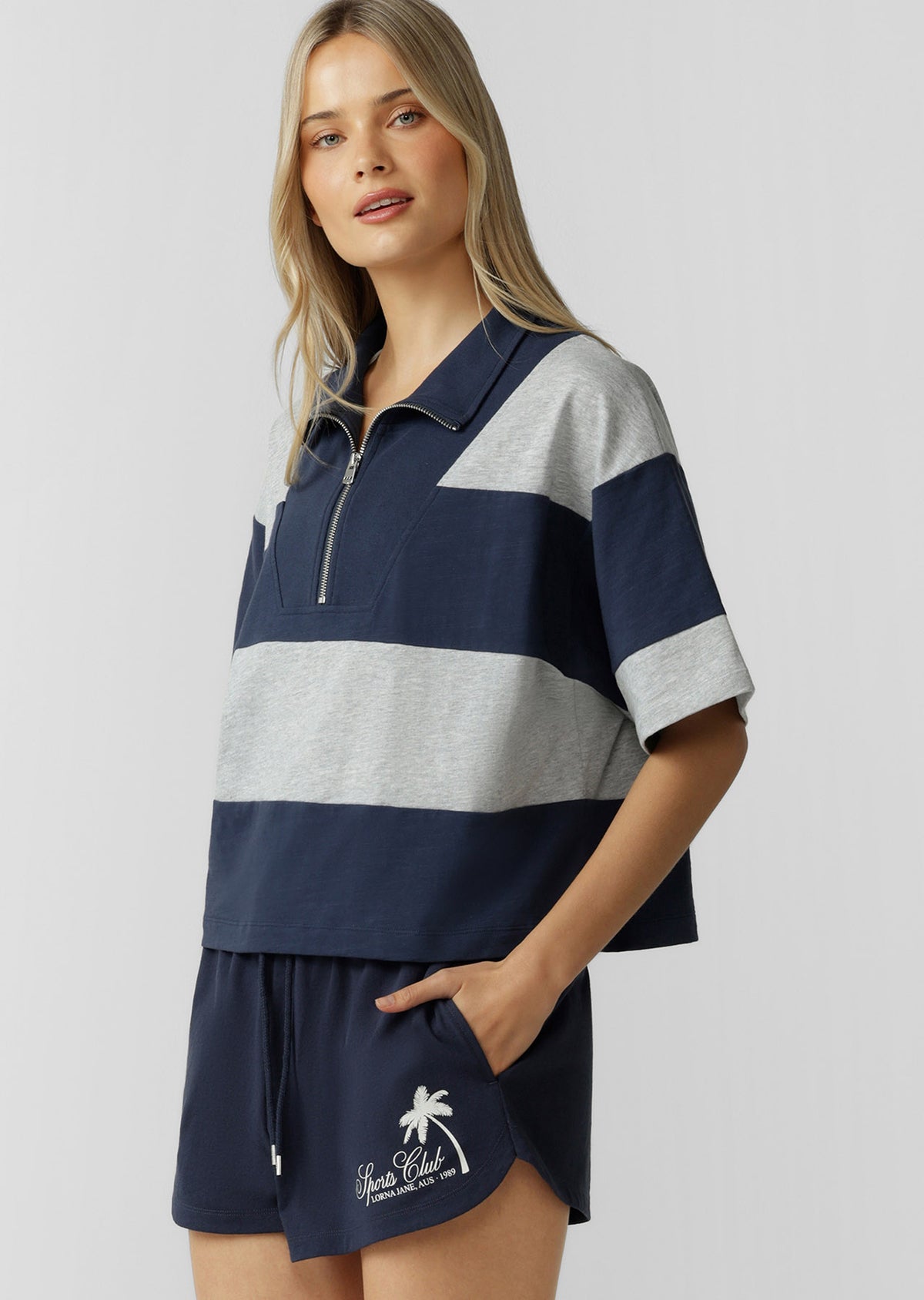 Lorna Jane Yacht Club 1/2 Zip Polo - Platinum Navy
