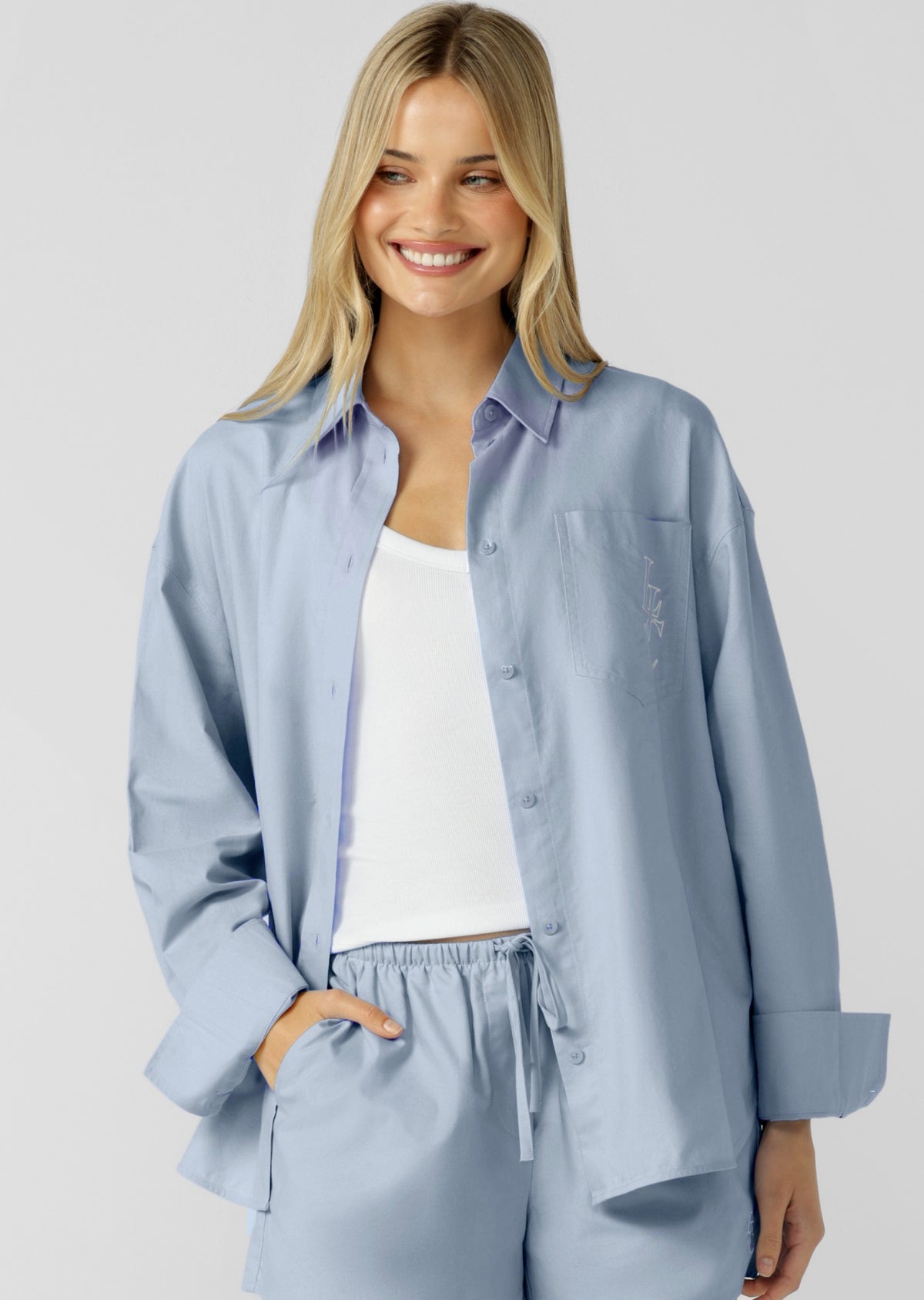 Lorna Jane LJC Unwind Long Sleeve Shirt - Oxford Blue