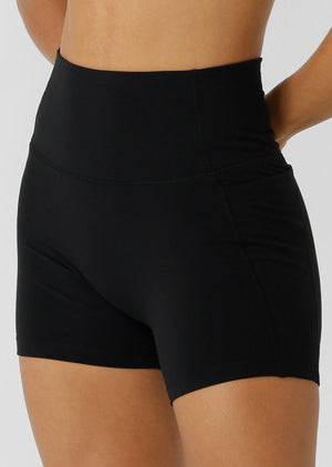 Lorna Jane Hi-Fold No Ride 2 Phone Pocket 10cm Bike Shorts - Recycled Black