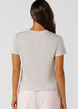 Lorna Jane Love Always Lounge T-shirt - Light Grey Marl